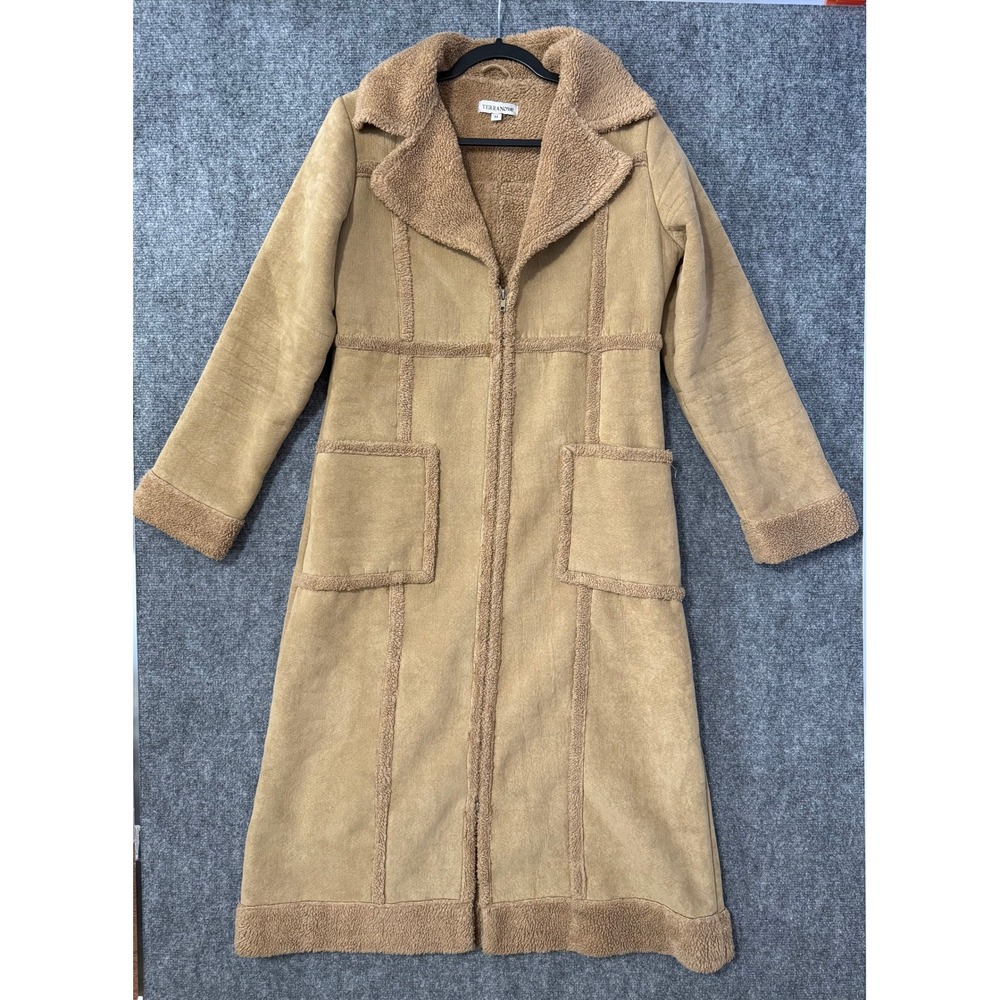 VTG Terranova Y2K Penny Lane Afghan Coat Camel Faux Shearling M